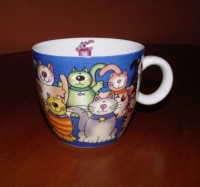 Caneca Azul com Gatos